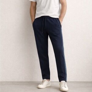 Vince Men's Drawstring Jogger Pants Deep Navy Side Stripe Track Pants Size M